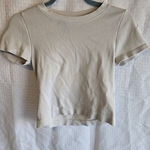 No Boundaries Cream Ribbed Short Sleeve Tee